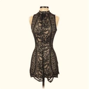 Love Fire Black Lace Mock Neck Romper